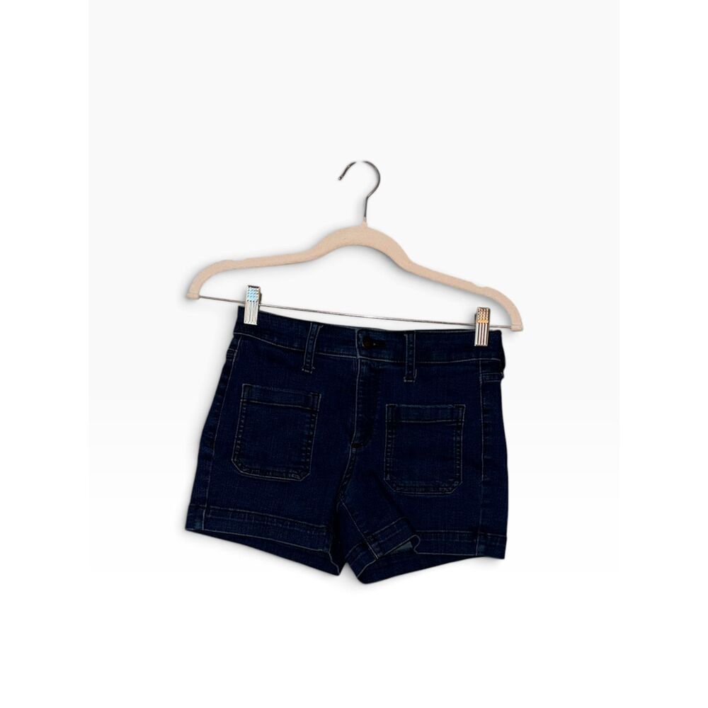 Wild Fable Women's Dark Wash High Rise Stretch Denim Jean Shorts Patch Pocket